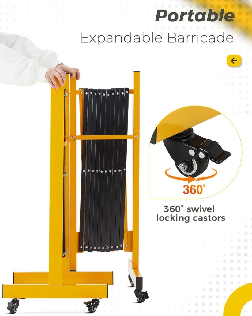 Barrière mobile avec structure métallique pliable