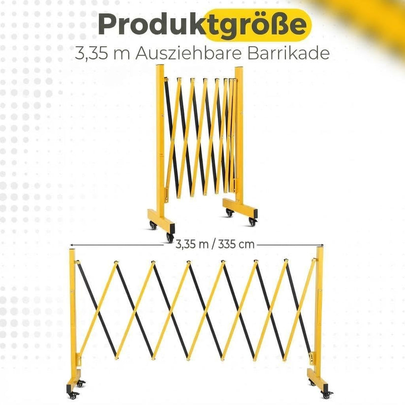 Barrière pliante avec roulettes pivotantes