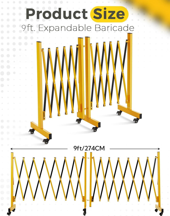 Barrière métallique extensible GARVEE 274 cm orange et noire