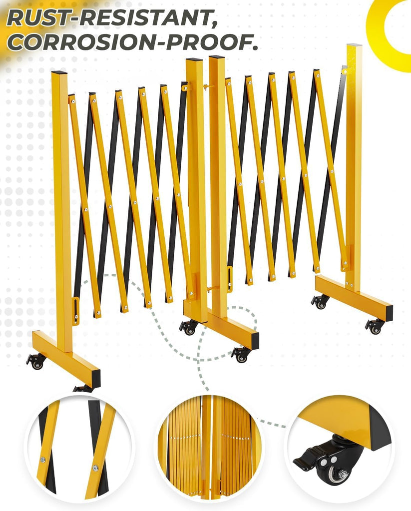 Barrière de sécurité extensible jusqu’à 274 cm avec roulettes